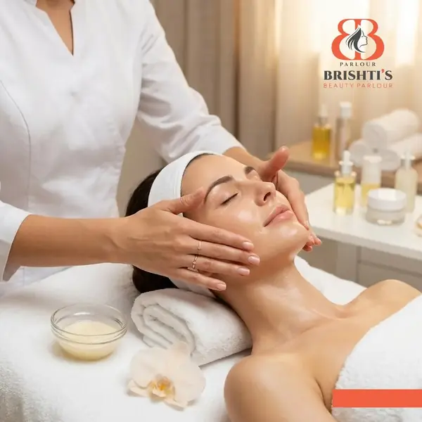 Manual hand facial massage and skincare treatment at Brishti's Beauty Parlour in Scarborough, Toronto.