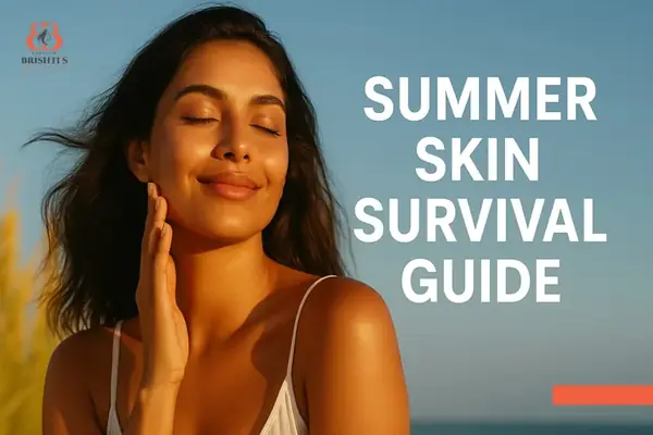 Glowing woman in summer enjoying healthy skin